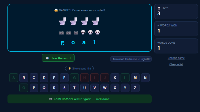 Cameraman word game