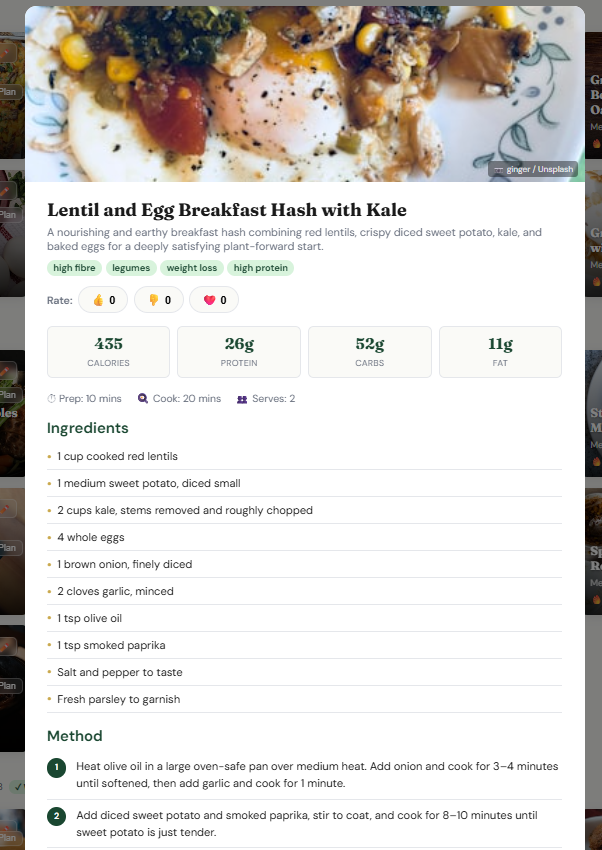 VibeMeals recipe detail